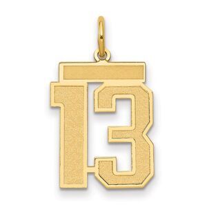 14k Yellow Gold, Jersey Collection, Medium Number 13 Pendant